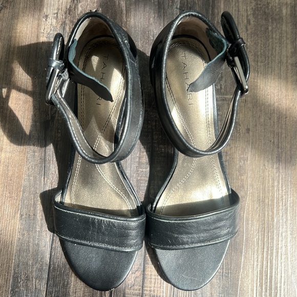 Tahari black block ankle strap heels ADAM 6.5 - Picture 4 of 10
